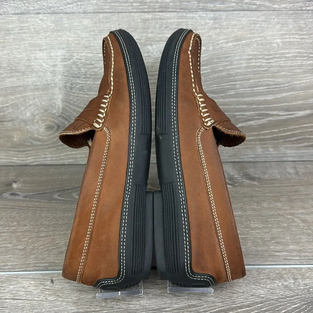 Tod’s Slip On Brown Leather Men’s Sz 7 Vibram Sole Penny Loafers
